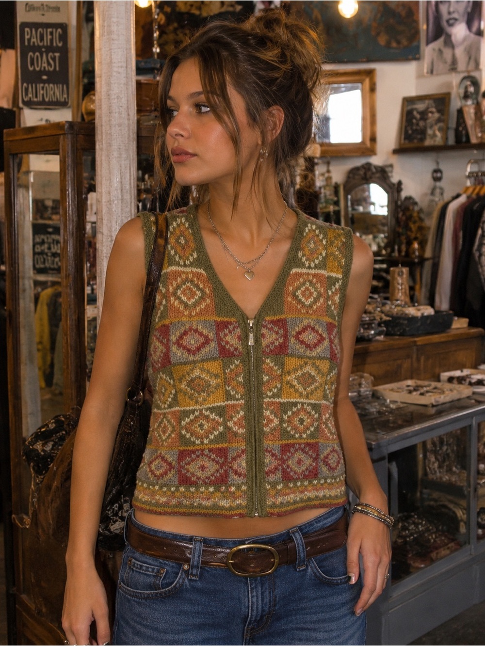 Vintage 1998 Susan Bristol Casuals hand knit sweater vest. Size medium EUC